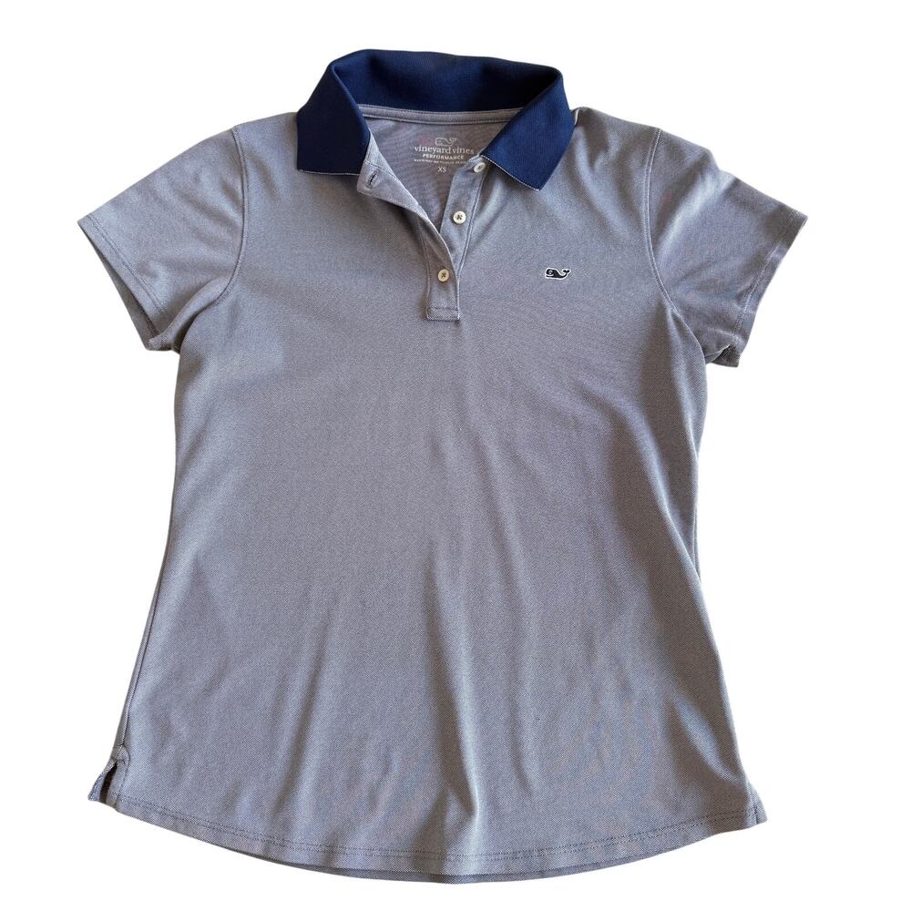 Vineyard Vines Performance Womens XS Blue White Short Sleeve Polo